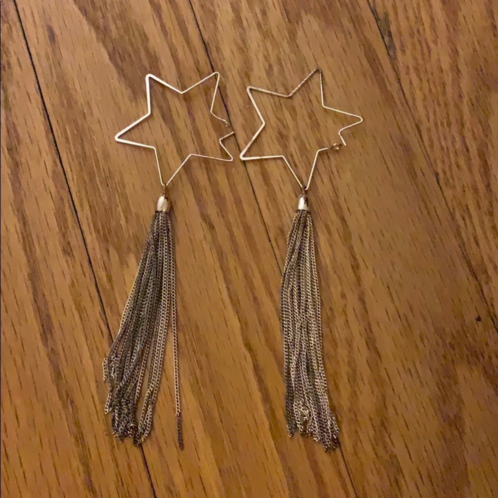 Gold star tassel earrings
